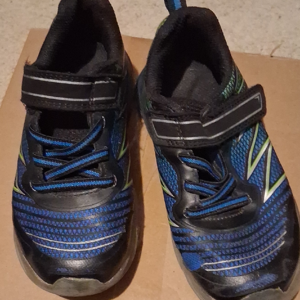 Asics Boys Blue and Black Hook-and-Loop Sneakers